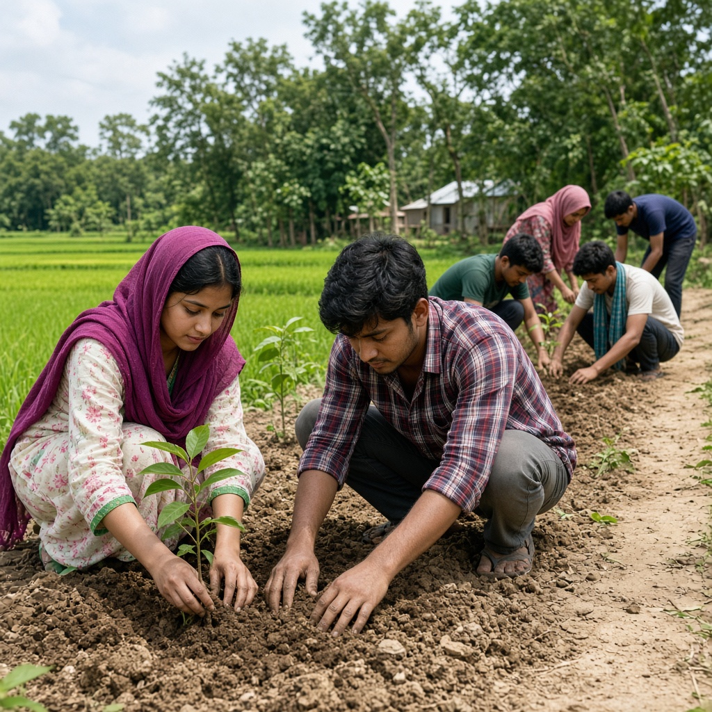 Lakeside tree plantation in Dhaka