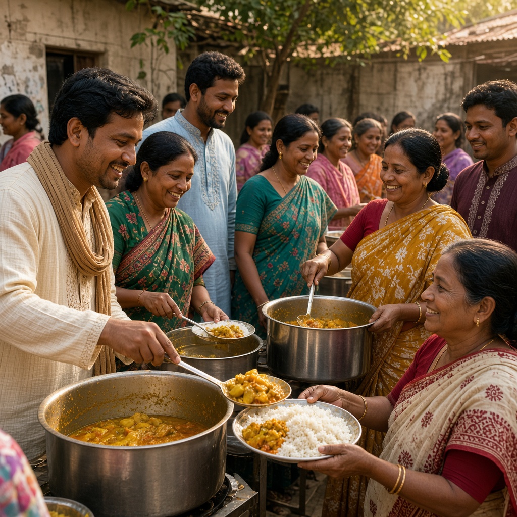 Community meal in Dhanmondi